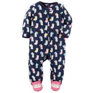 Baby Girl Fleece Zip Up Sleep & Play Footie PJs